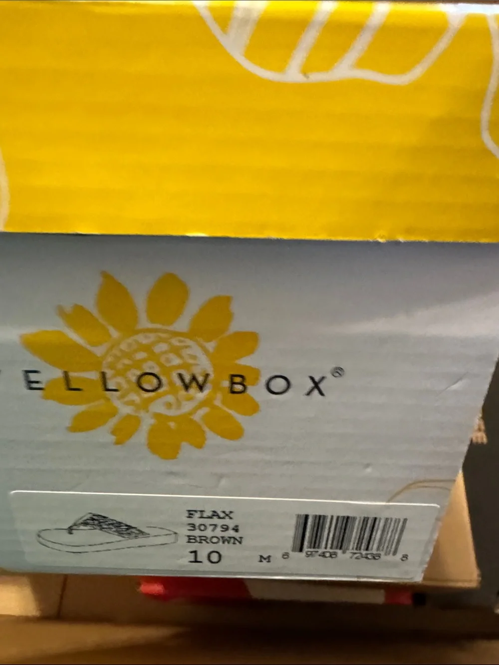 Women’s Yellow Box Brown Flip Flop Sandal - Sun Logo - Picture 3 of 4